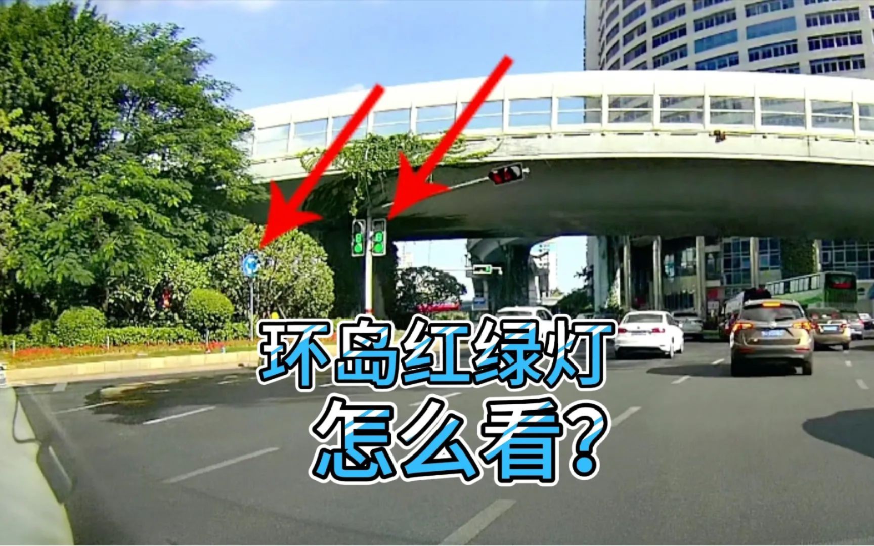 环岛红绿灯怎么看?老司机实车驾驶演示给你看,新手开车学学.哔哩哔哩bilibili