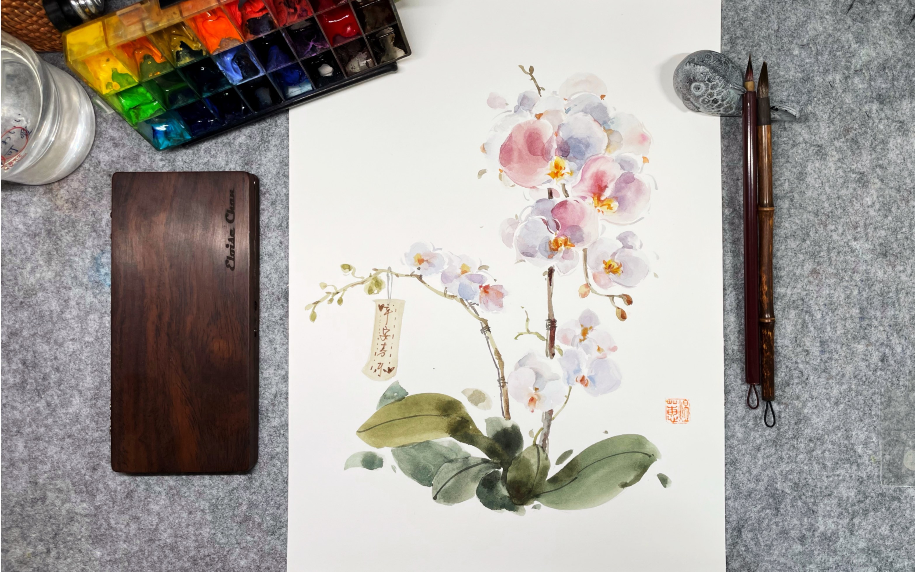 【水彩花卉】蝴蝶兰过程