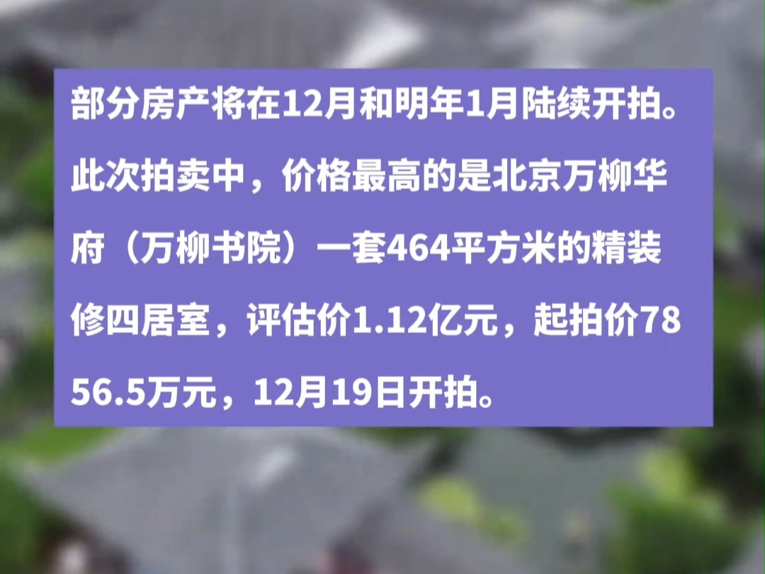 一银行原董事长房产被法拍,总价值超2亿元!其中一套在万柳书院评估价过亿哔哩哔哩bilibili