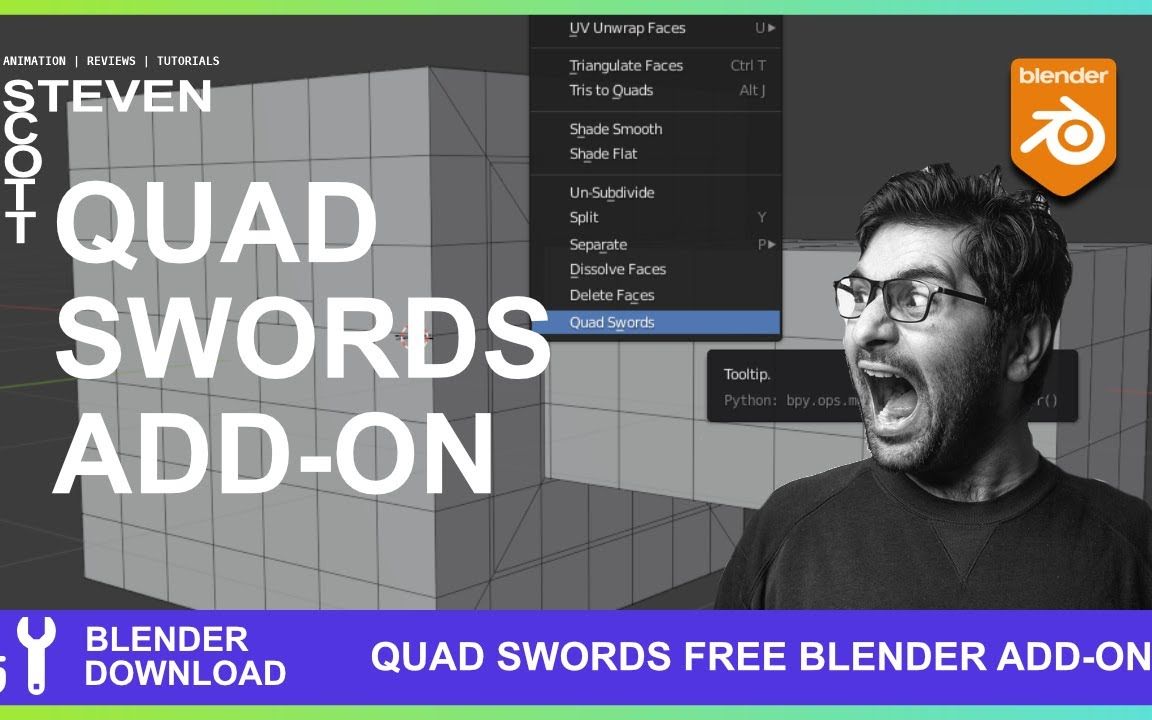 iBlender中文版插件 Quad Swords 教程 四边面 四边形 助手 网格减面 栅格 三角面 Blender 插件 教程哔哩哔哩bilibili