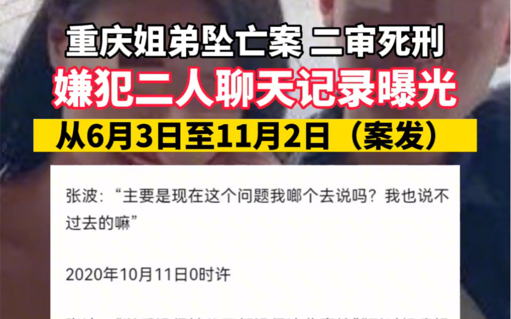 重庆姐弟坠亡案聊天记录#张波叶诚尘聊天记录 二审维持原判,死刑!