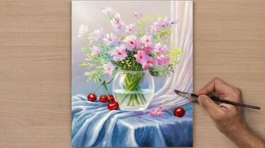 丙烯画】【绘画教程】【中字】花束-Painting Beautiful Vibrant