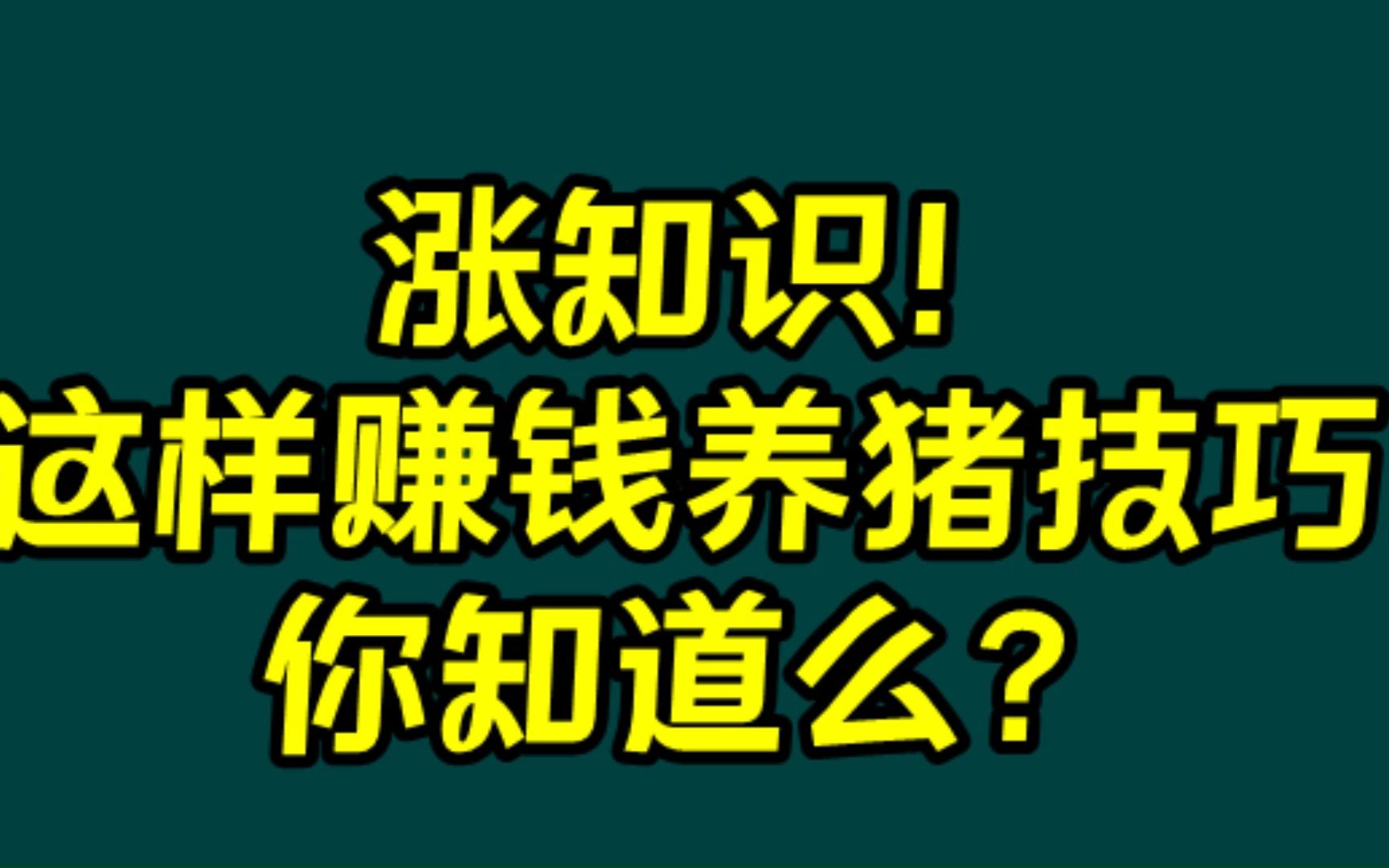 [图]涨知识，这样赚钱的养猪技巧，你知道么