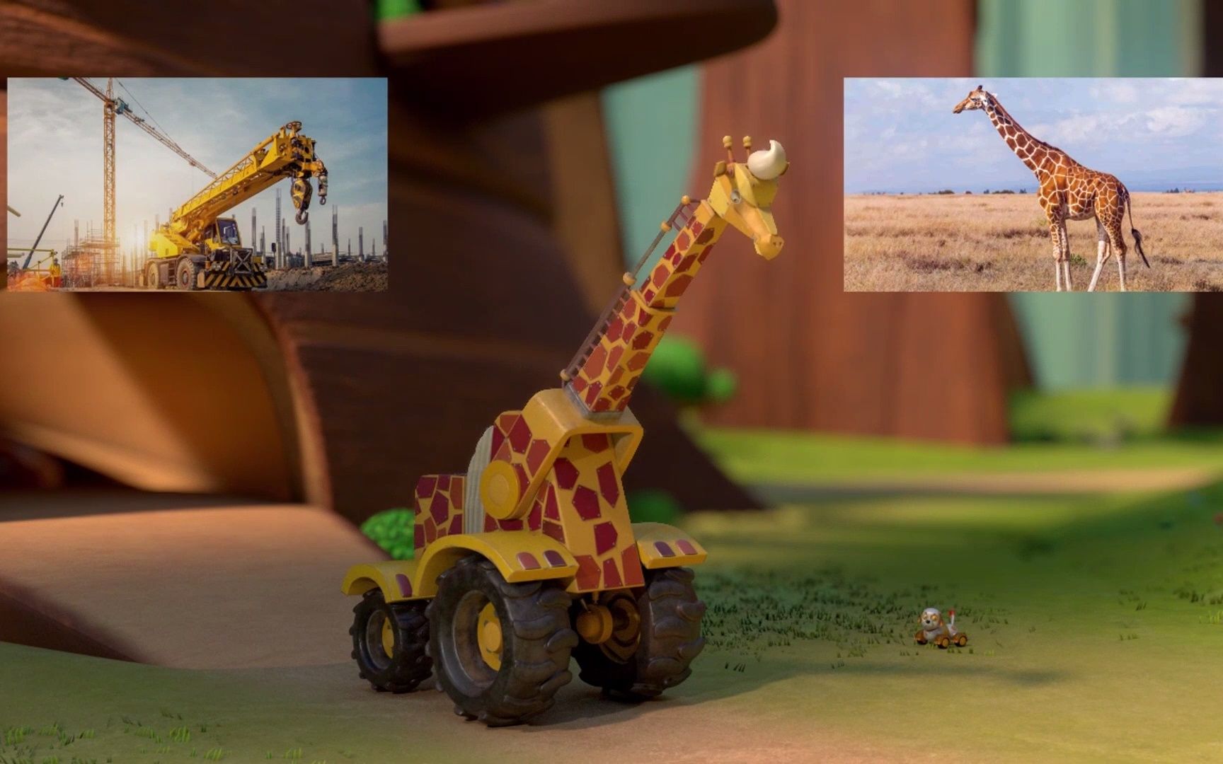 animacars-了解儿童交通工具的类型-学习带卡车和动物的儿童卡通