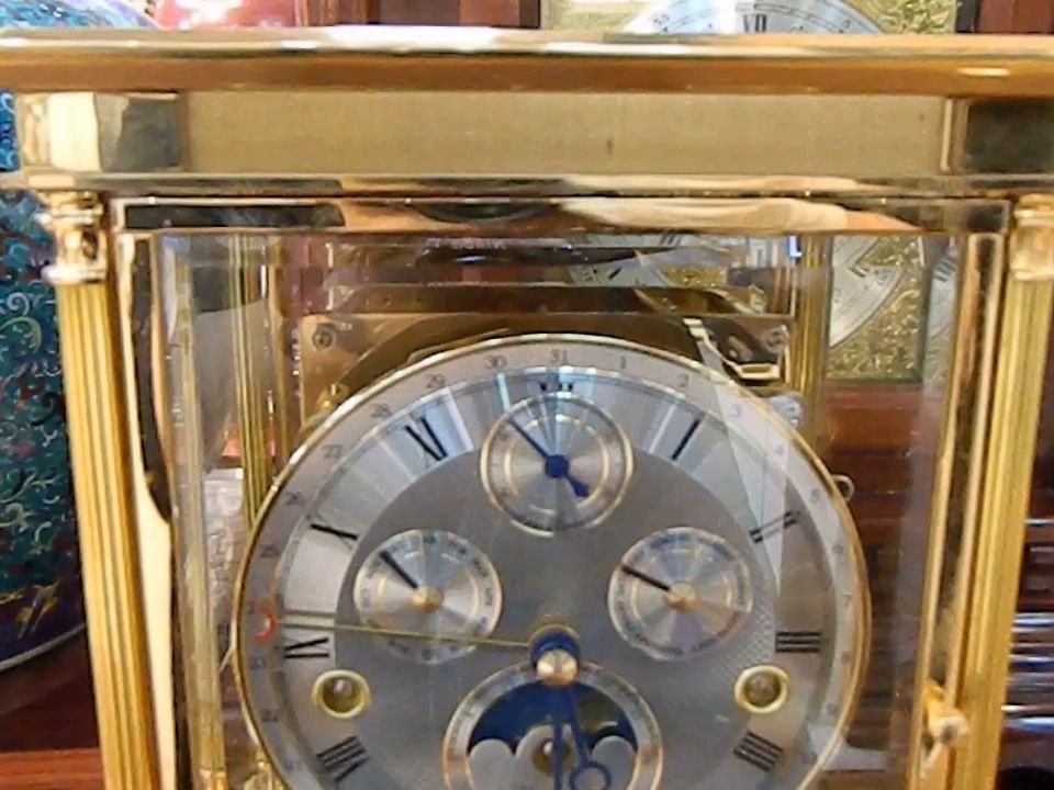 肯宁家座钟维修保养后恢复正常 精美黄铜德国肯宁家八音机械日历座钟