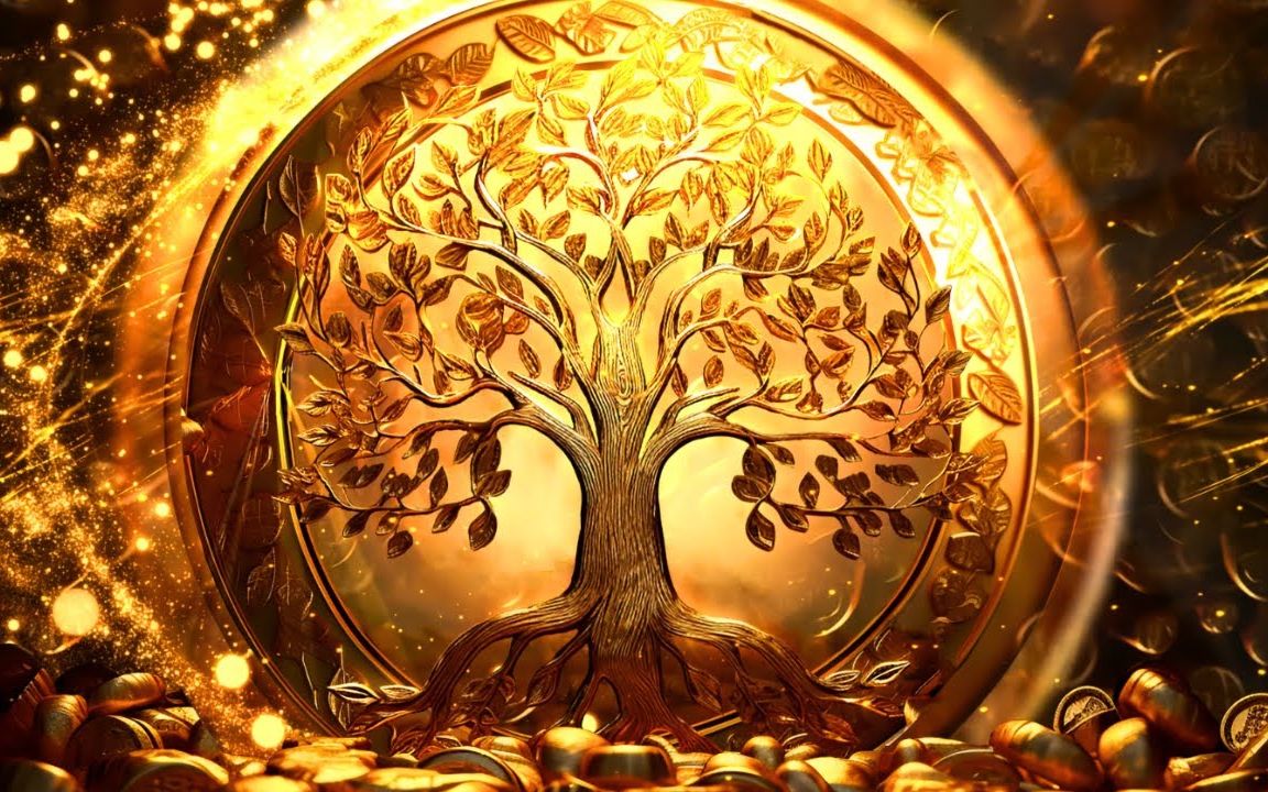 丰盛的金树 吸引健康,金钱和爱 与大地的富饶一起流动