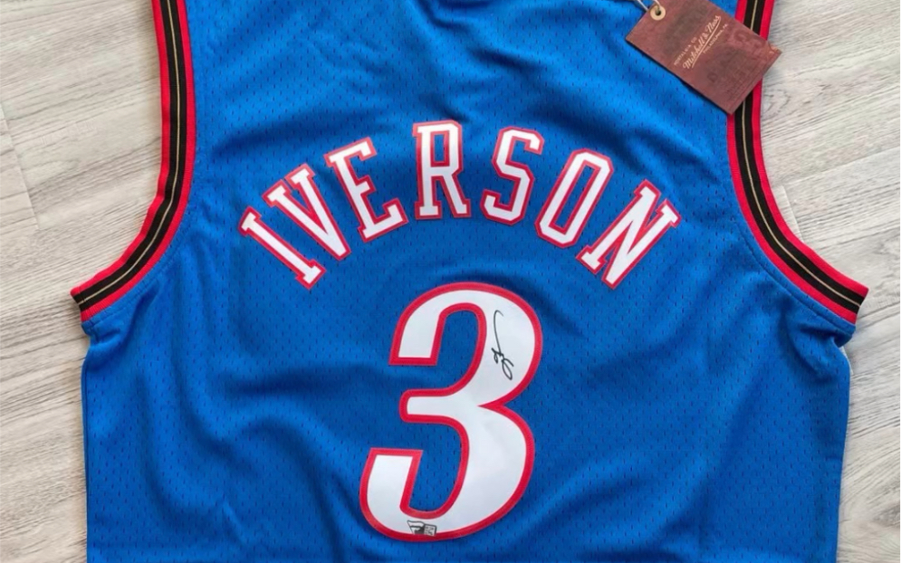 四大分卫答案艾弗森76人球迷版亲笔签名球衣fanatics authentic出品带