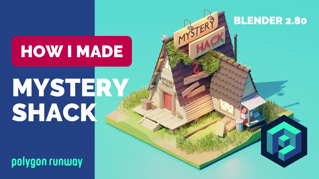 神秘小屋 Gravity Falls Mystery Shack in Blender 2.8  Low Poly 3D Tutorial哔哩哔哩bilibili