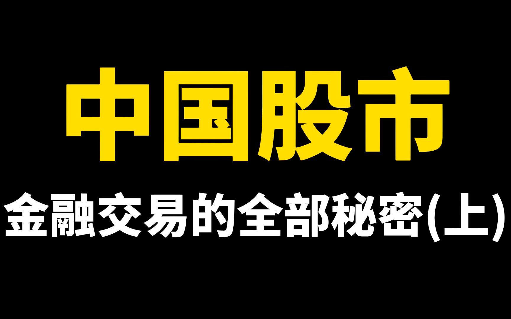 中国股市:金融交易的全部秘密(上)哔哩哔哩bilibili