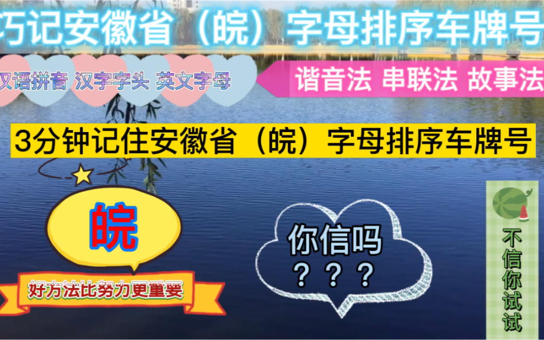 3分钟记住安徽省(皖)字母排序车牌号 你信吗?哔哩哔哩bilibili