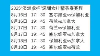 深圳女排精英赛和四国U21男排邀请赛赛程如上所示