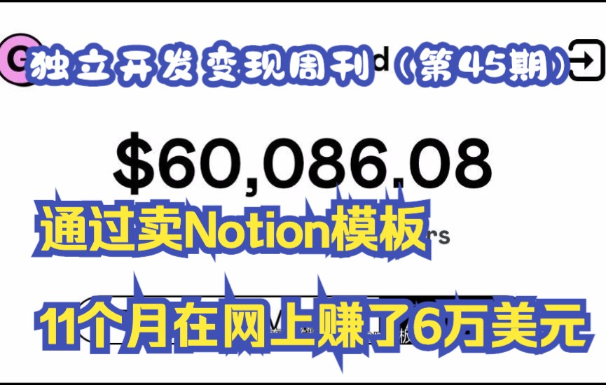 独立开发变现周刊(第45期):通过卖Notion模板,11个月在网上赚了6万美元哔哩哔哩bilibili