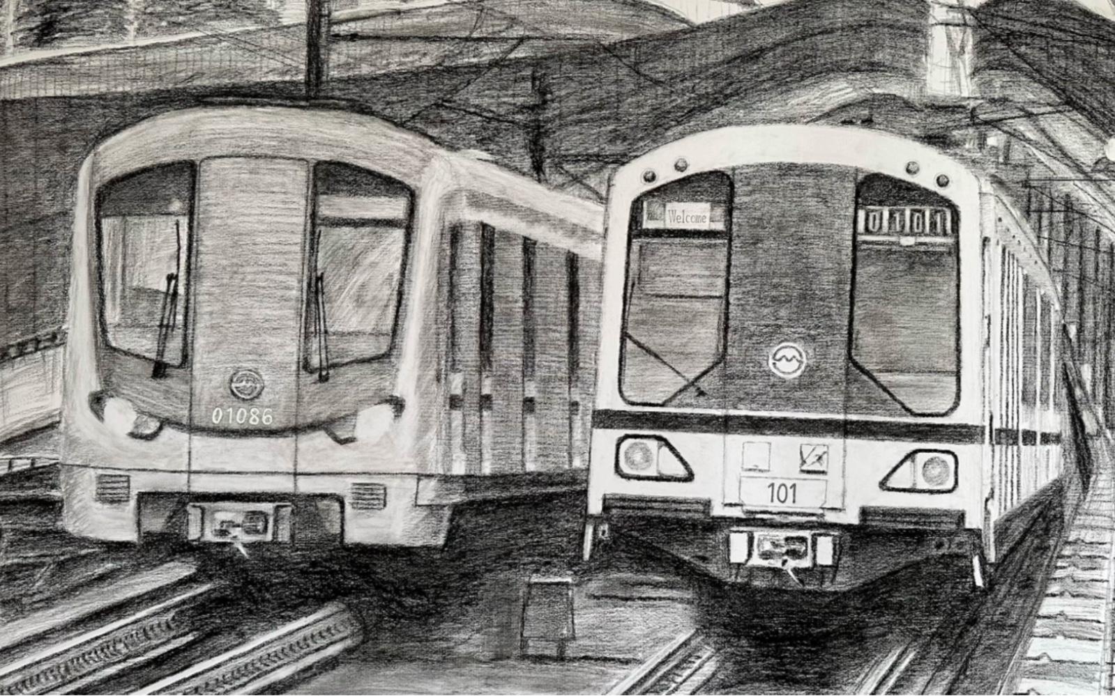《时代》【上海地铁30周年,献给即将退役的老老八】上海地铁绘画作品5