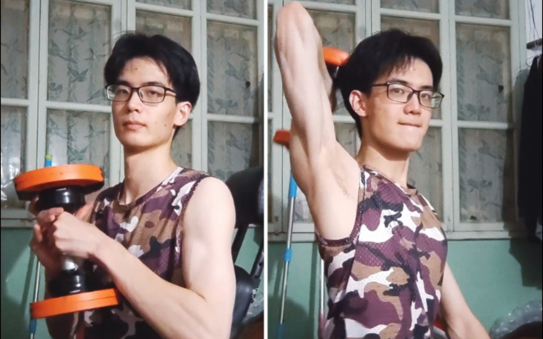 【居家健身】今天练一下哑铃臂屈伸