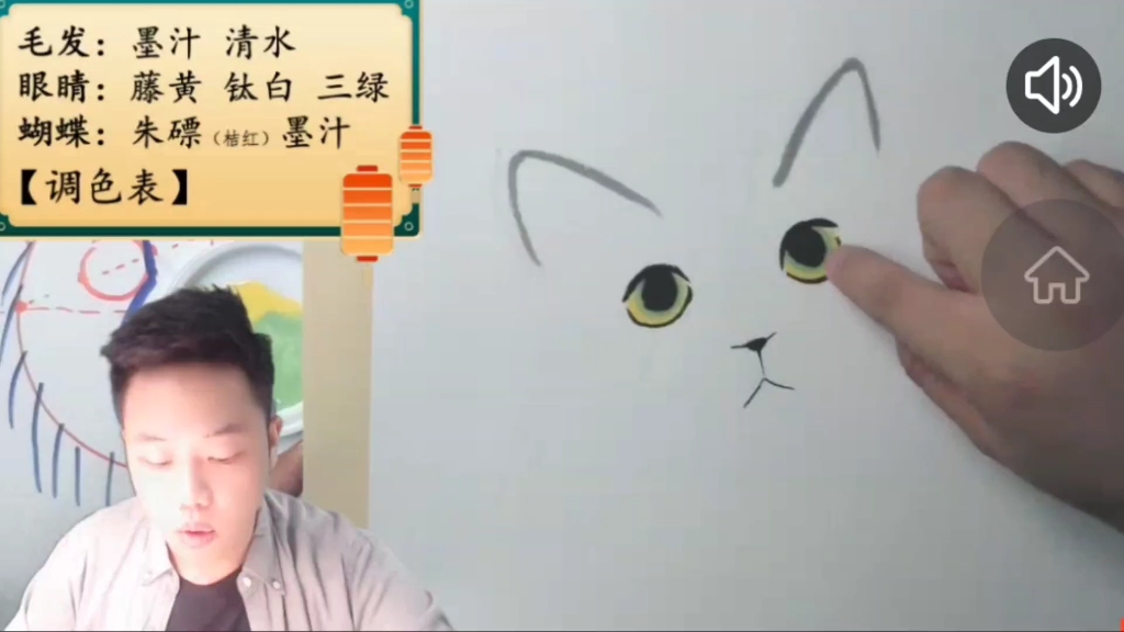 [图]猫咪戏蝶，中国画