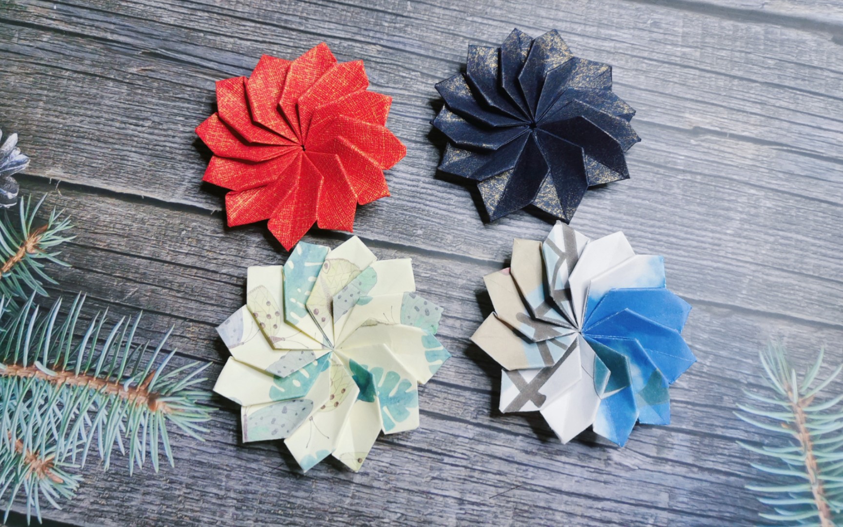 非常有立体感的12瓣几何花,可以用来装饰礼物盒,一张纸就能完成_哔哩