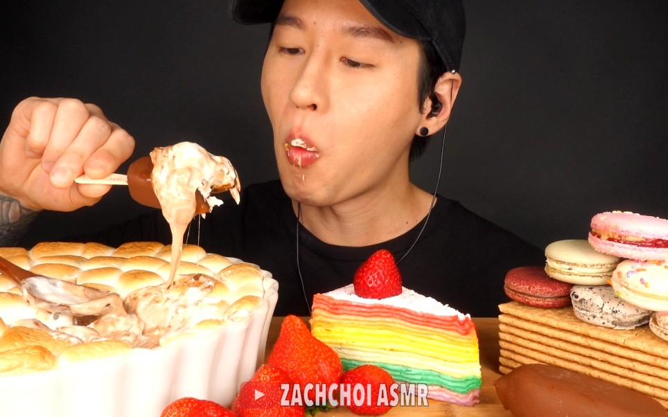 zach choi 烤巧克力棉花糖&彩虹千层蛋糕&脆皮巧克力冰淇淋&马卡龙&