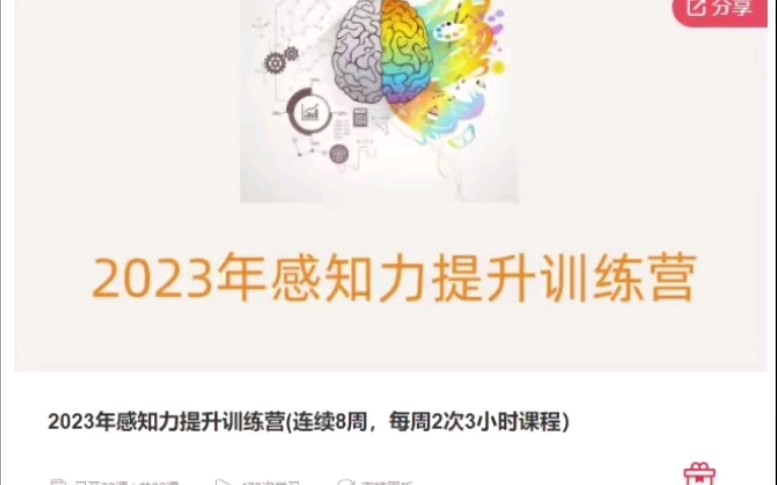 2023年感知力提升训练营(连续8周,每周2次3小时课程)课程学习哔哩哔哩bilibili