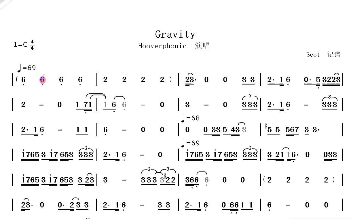 gravity简谱图片