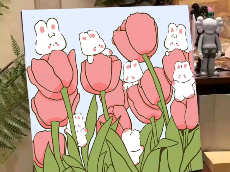 郁金香diy数字油画手绘填色手工涂色花卉易上色简单涂鸦装饰画