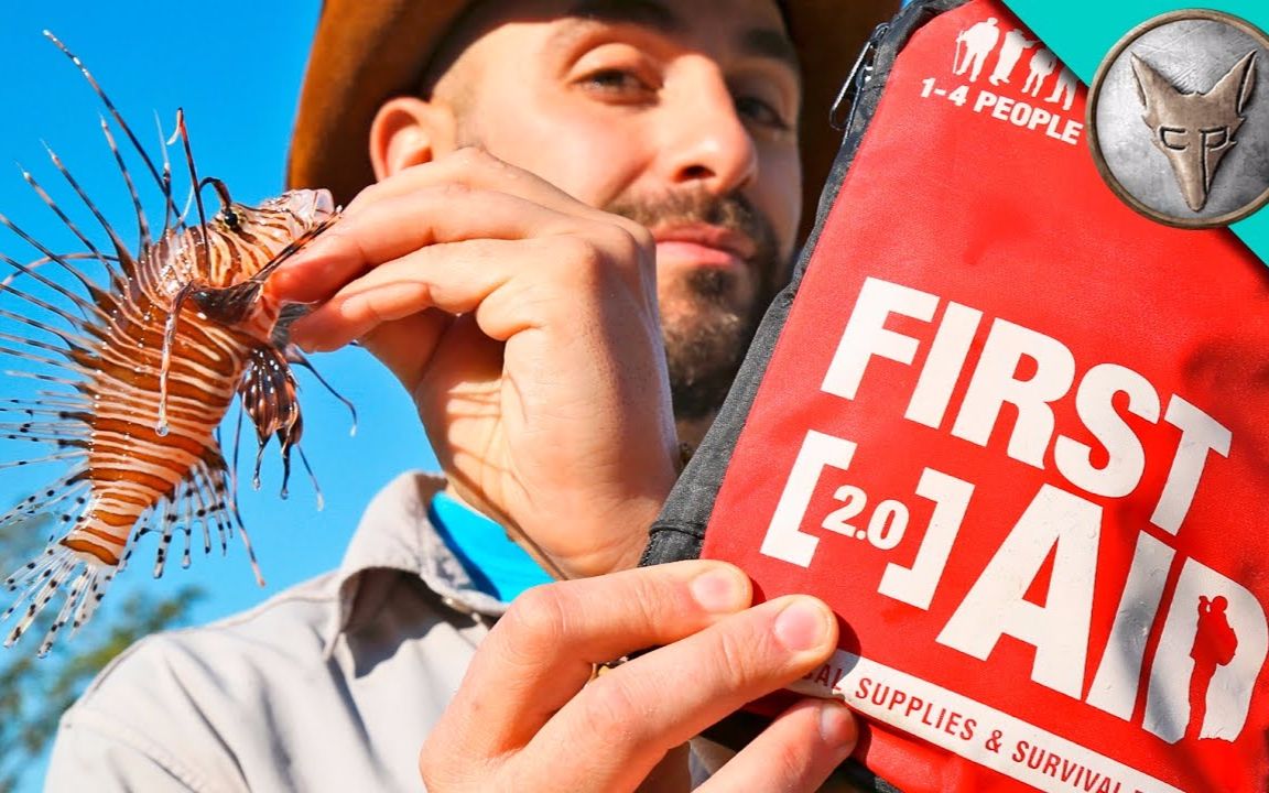 狼叔野外探险看狼叔如何治疗被狮子鱼刺伤的手