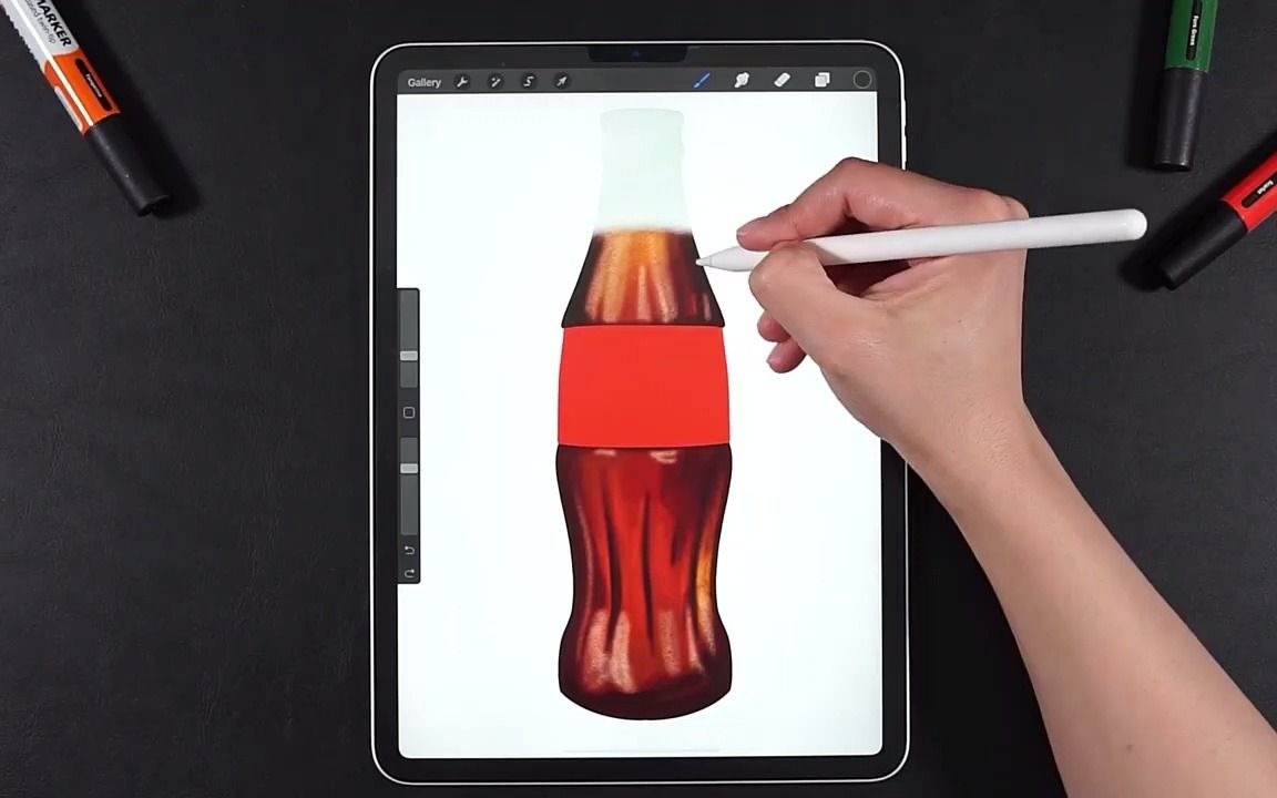 【 IPAD插画 】Procreate 绘画汽水可乐来一瓶哔哩哔哩bilibili