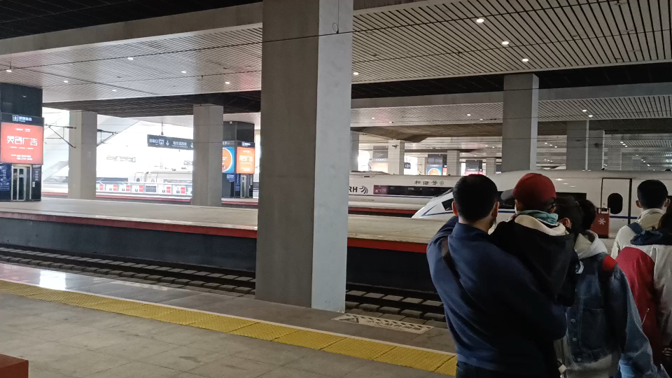 中国铁路哈尔滨西站和谐号列车出站