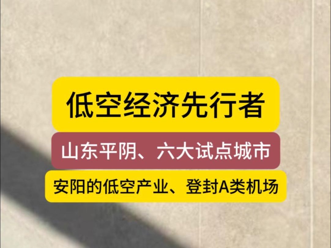 低空经济先行者,山东平阴县、六大试点城市哔哩哔哩bilibili