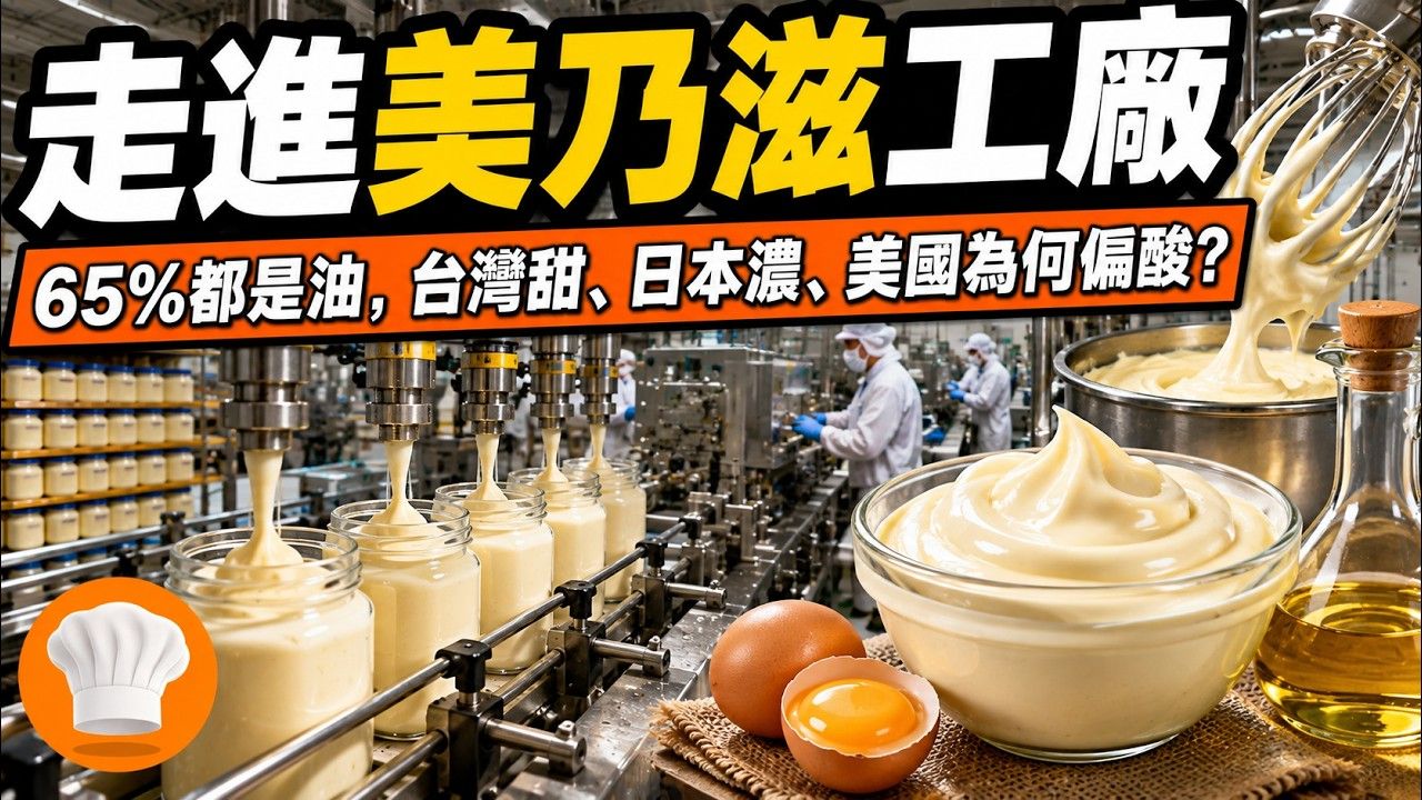 一罐美乃滋如何把65%植物油变成白色浓酱？工厂每秒分离28颗蛋、4分之1秒灌满一罐，台湾甜、日本浓、美国酸的配方差在哪里？【超级后厨】