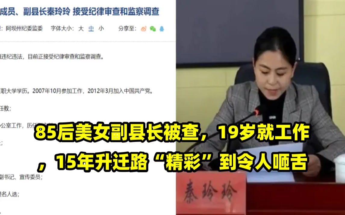 85后美女副县长被查,19岁就工作,15年升迁路“精彩”到令人咂舌哔哩哔哩bilibili