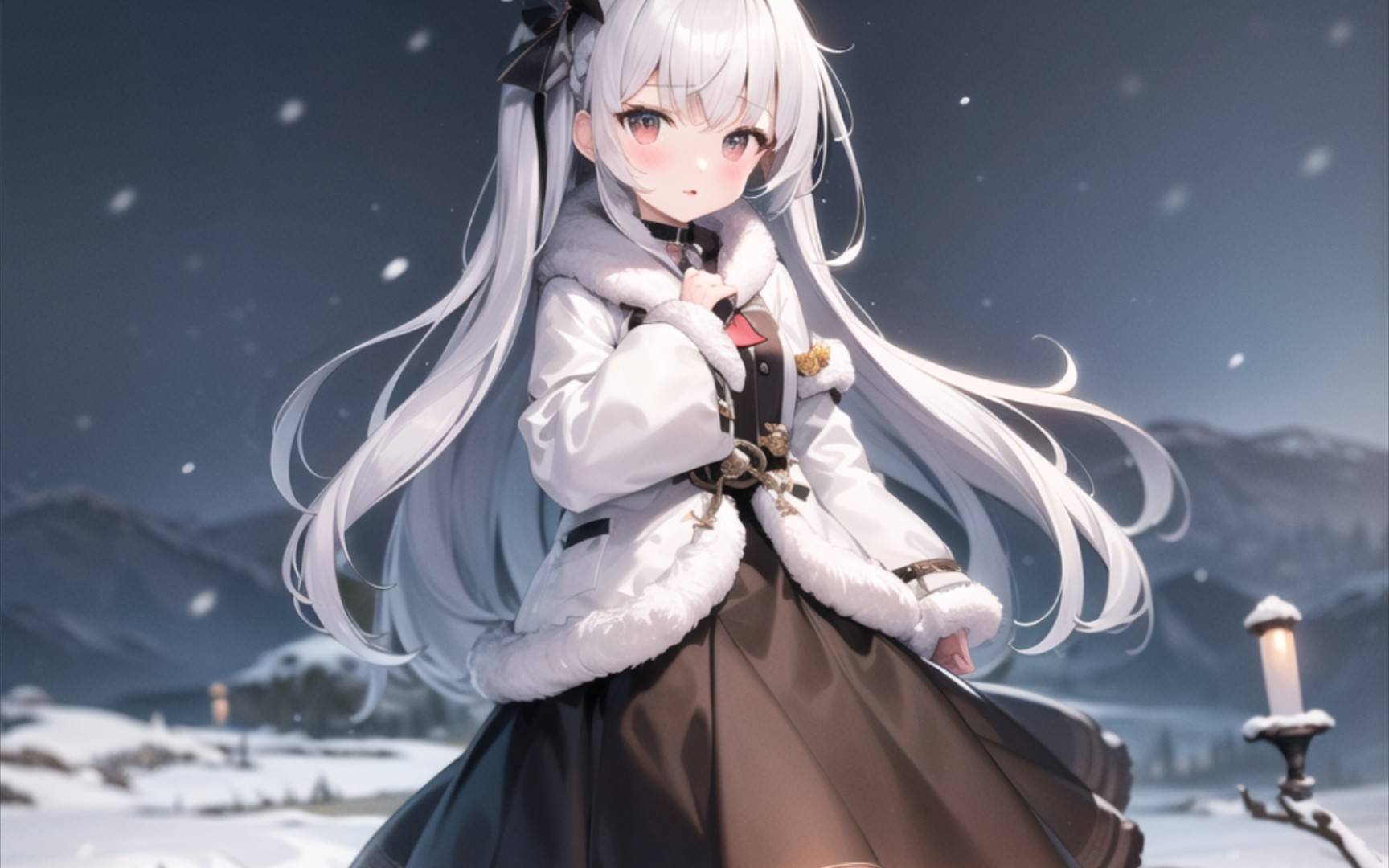 【ai绘画】站立在雪地中的少女