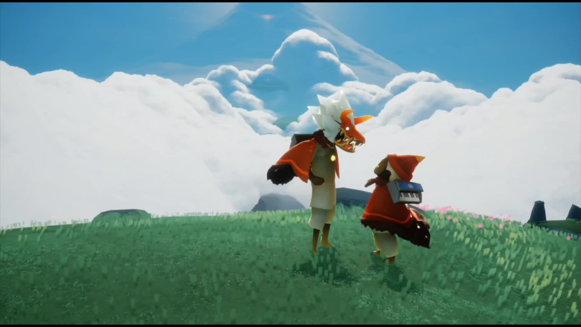 sky光遇骑膊马双人动作演示看头上的人如何耍杂技282828