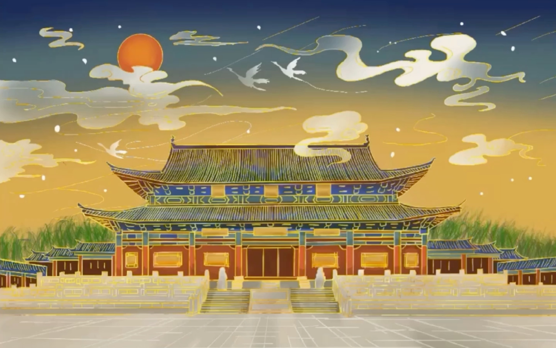 珐琅彩色感的古建筑插画教程_哔哩哔哩_bilibili