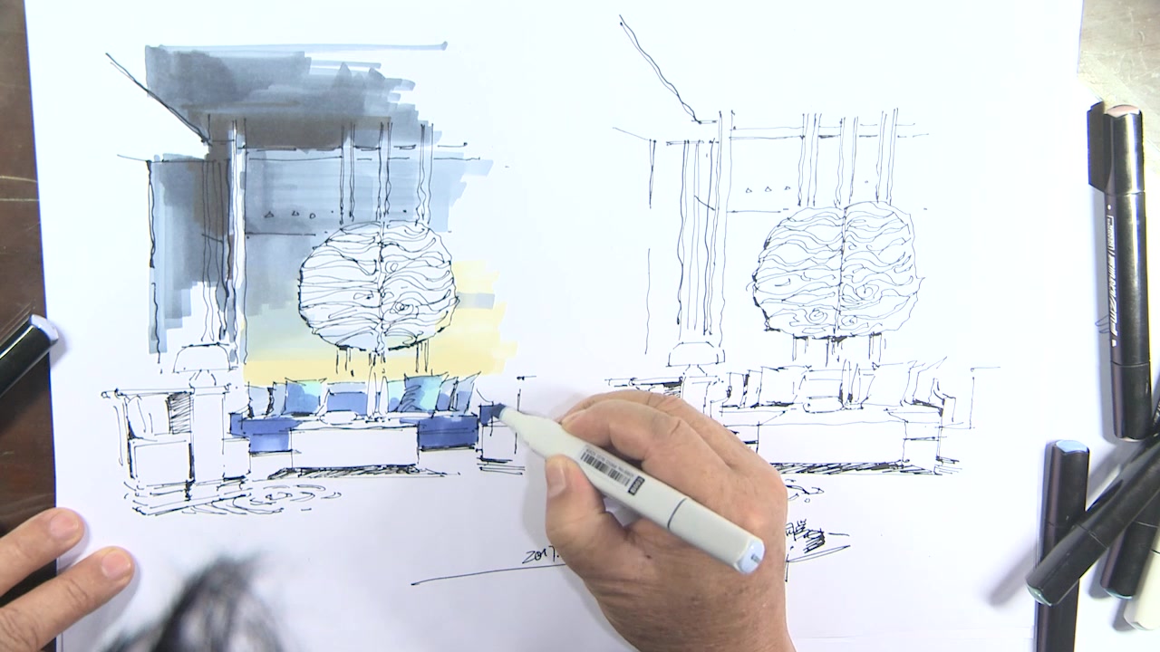 室内手绘冷暖对比上色——杨健老师哔哩哔哩bilibili