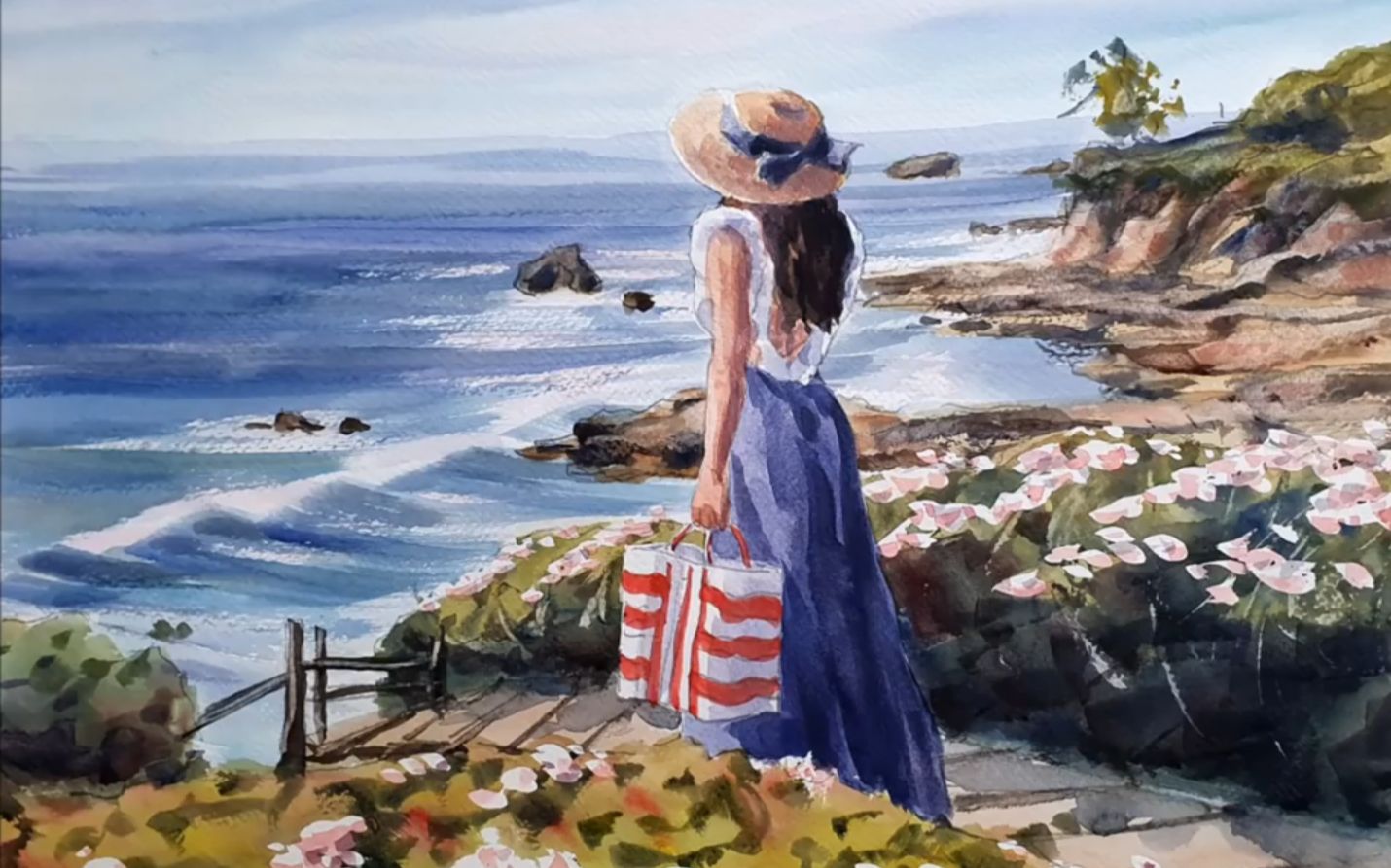 水彩入门风景教程搬运|海边的风景