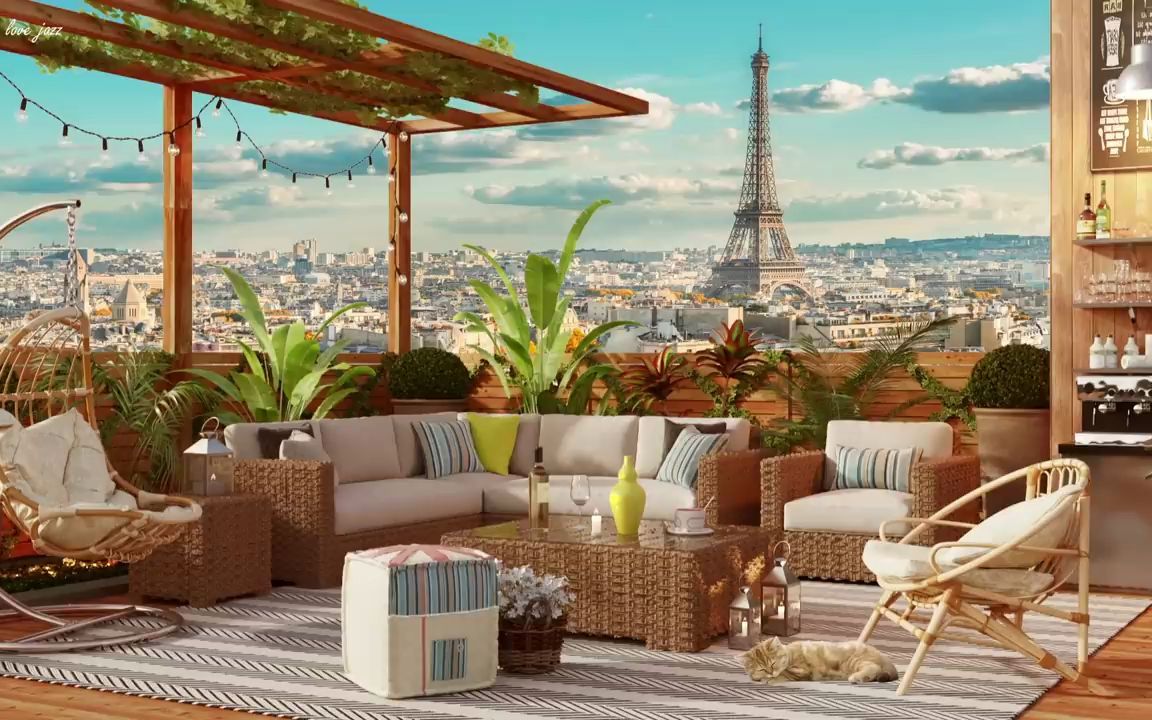 【咖啡厅氛围】巴黎屋顶咖啡厅 - 学习,放松,专注,冥想,睡眠,作业用