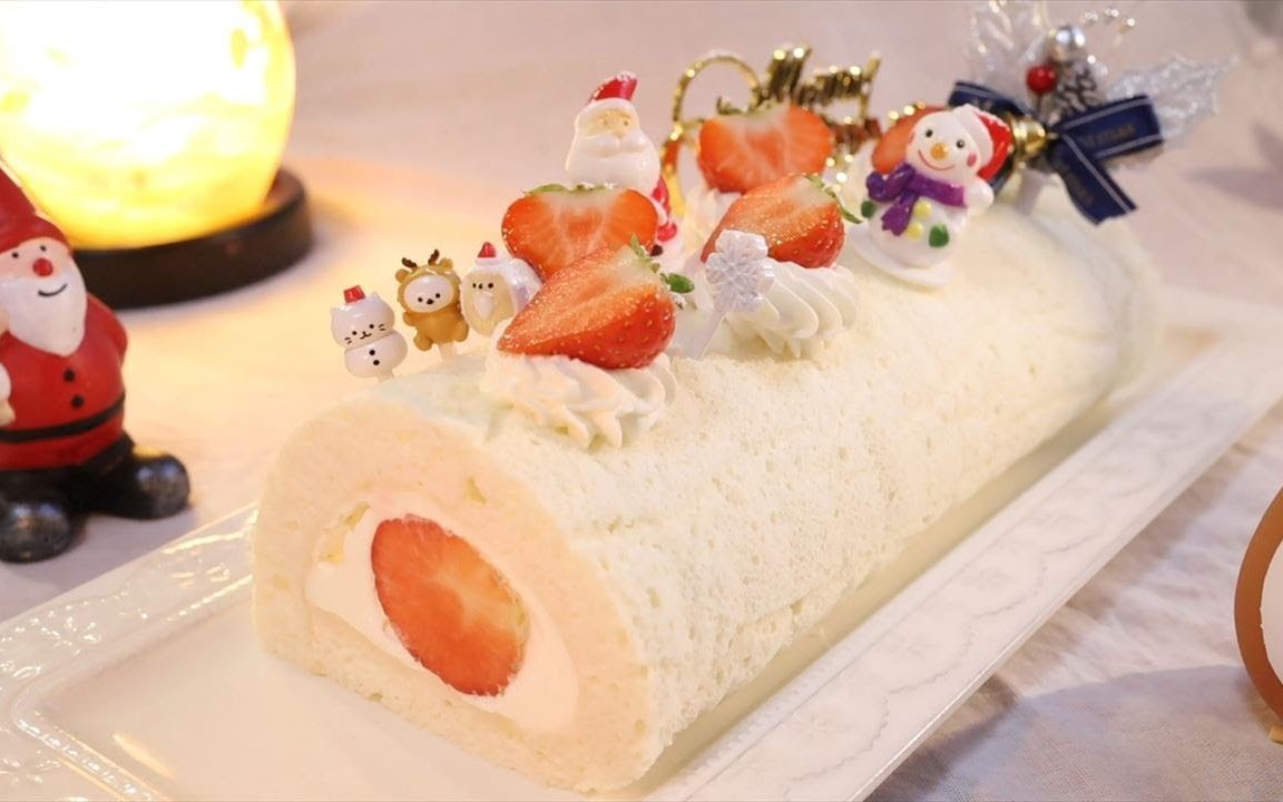 【coris】圣诞节白色蛋糕卷~|how to make christmas rollcake of