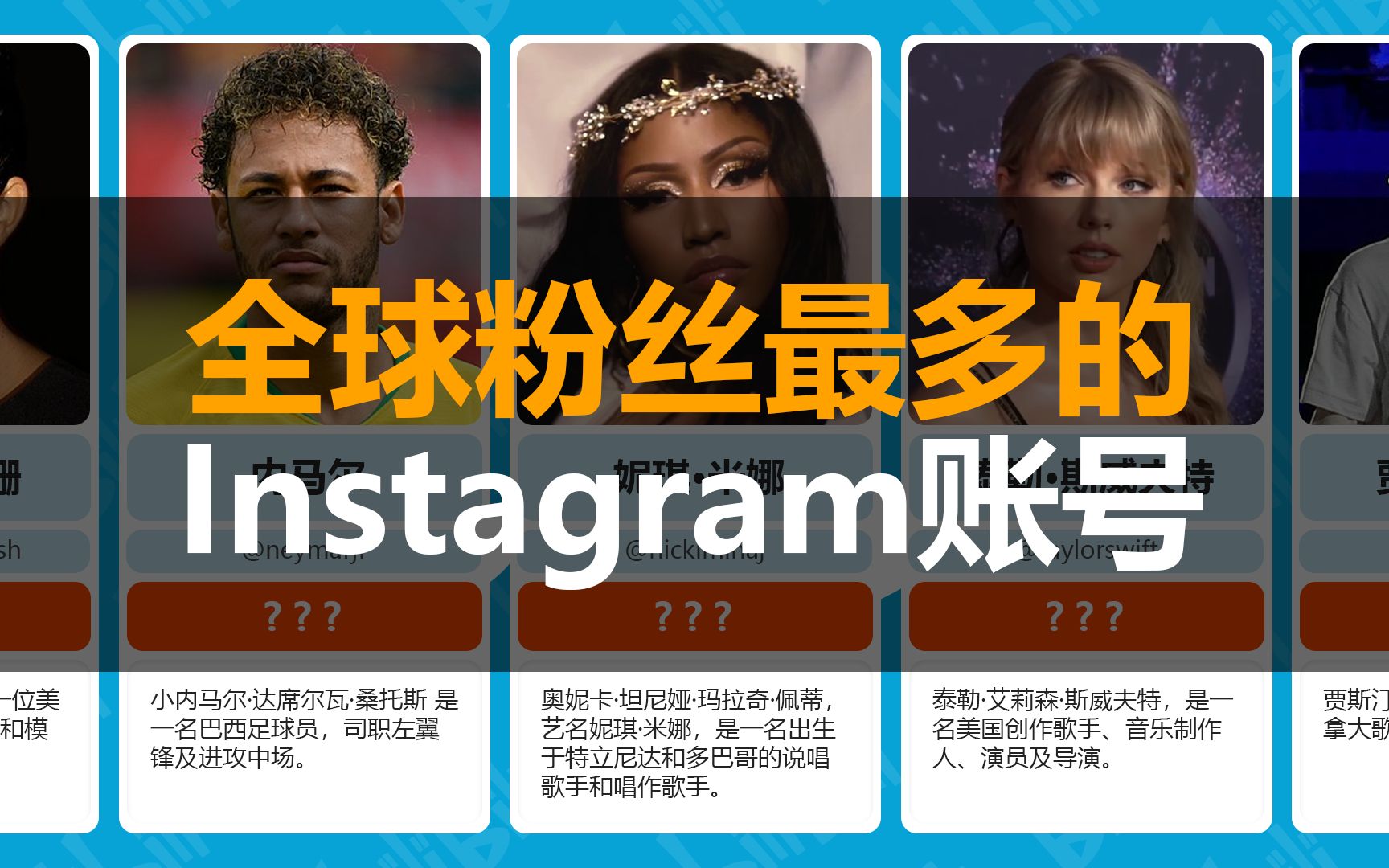 [图]谁拥有全球最多的Instagram粉丝？