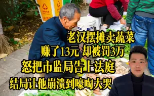 Download Video: 老汉摆摊卖菜，赚13元却被罚3万！法庭上怒怼市监局，结局只能蹲地号啕大哭