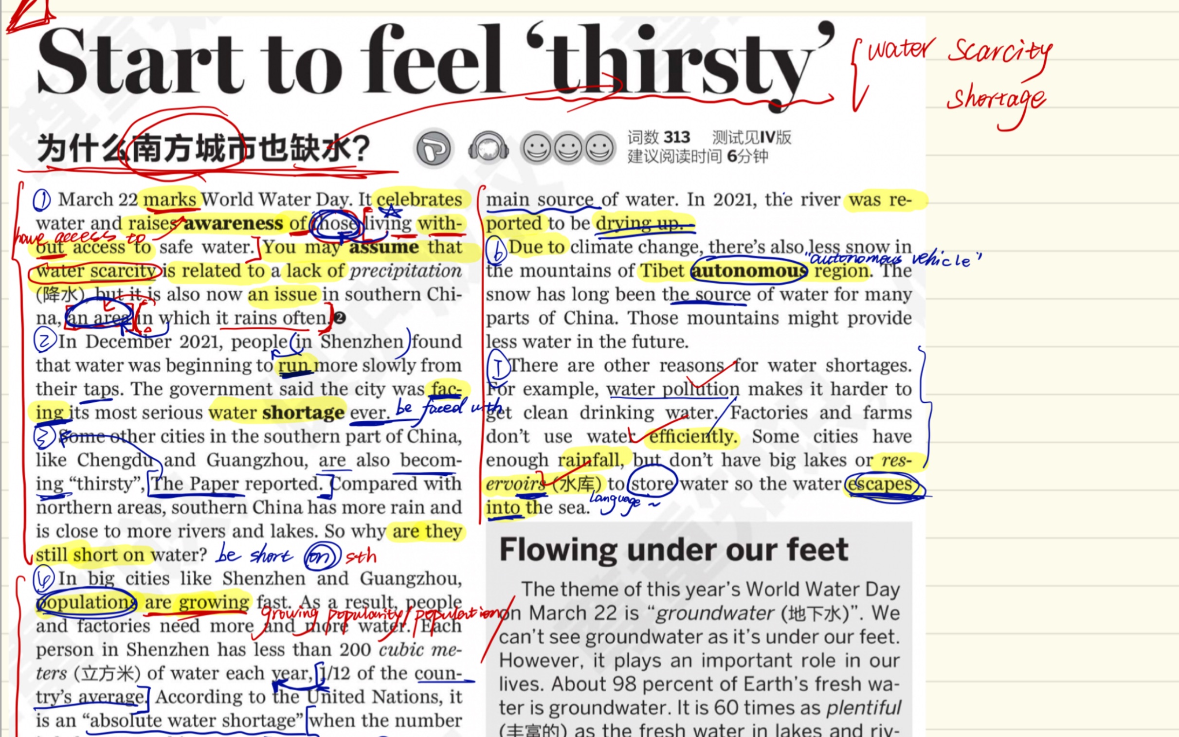 Teens报纸: Start to feel “thirsty” 怎么南方城市也缺水(Teens高一版33期)哔哩哔哩bilibili