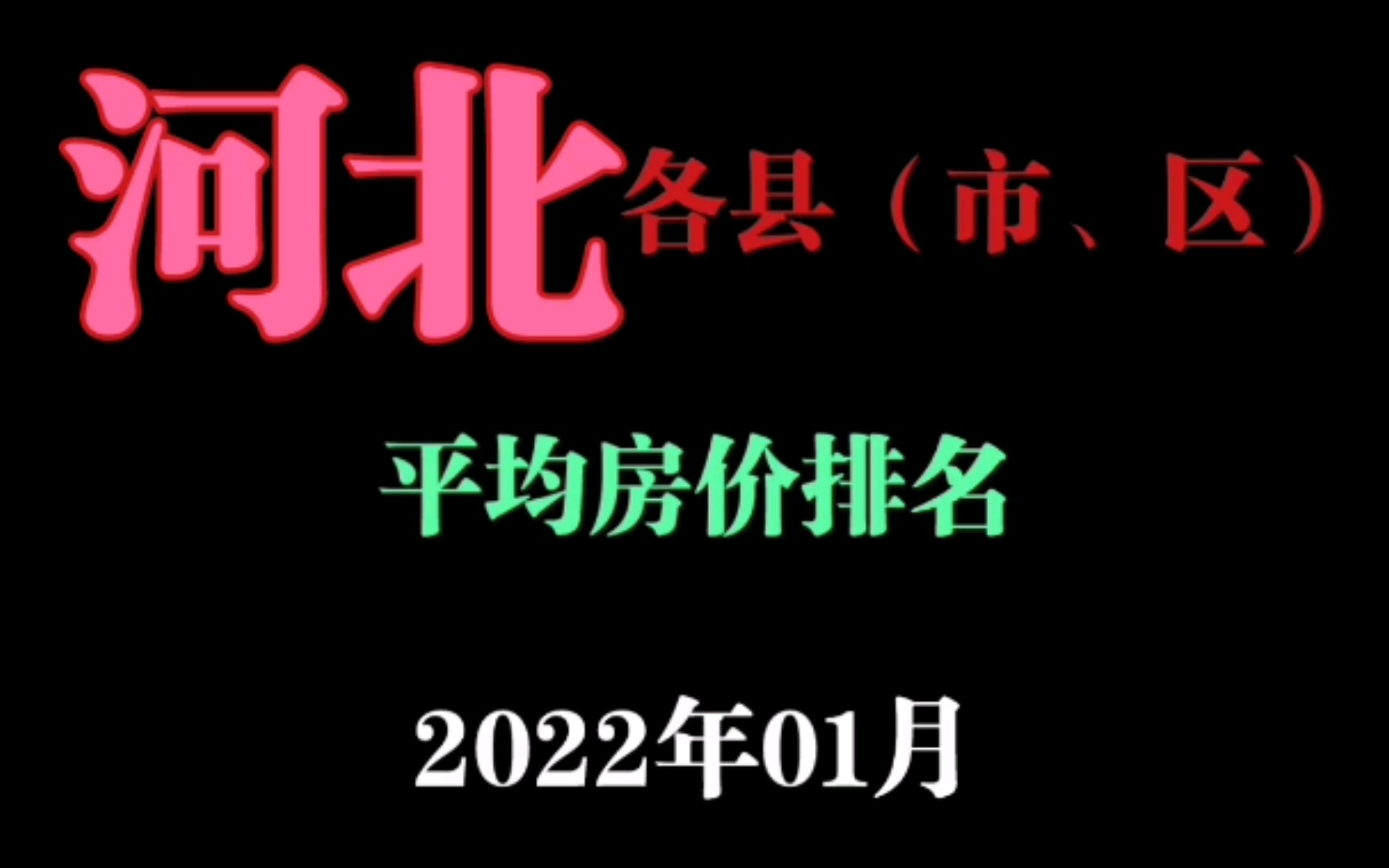 河 北 各 县(市、区) 平 均 房 价 排 名 (2022年01月)哔哩哔哩bilibili