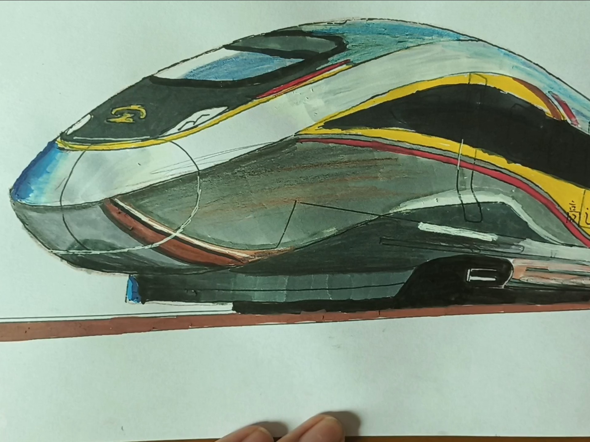 画一辆复兴号高速综合检测列车#高铁#绘画
