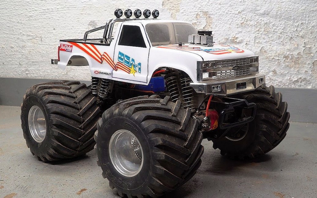 【怀旧rc】京商绝版稀有怪物大脚车 usa-1 美国一号 遥控车_哔哩哔哩