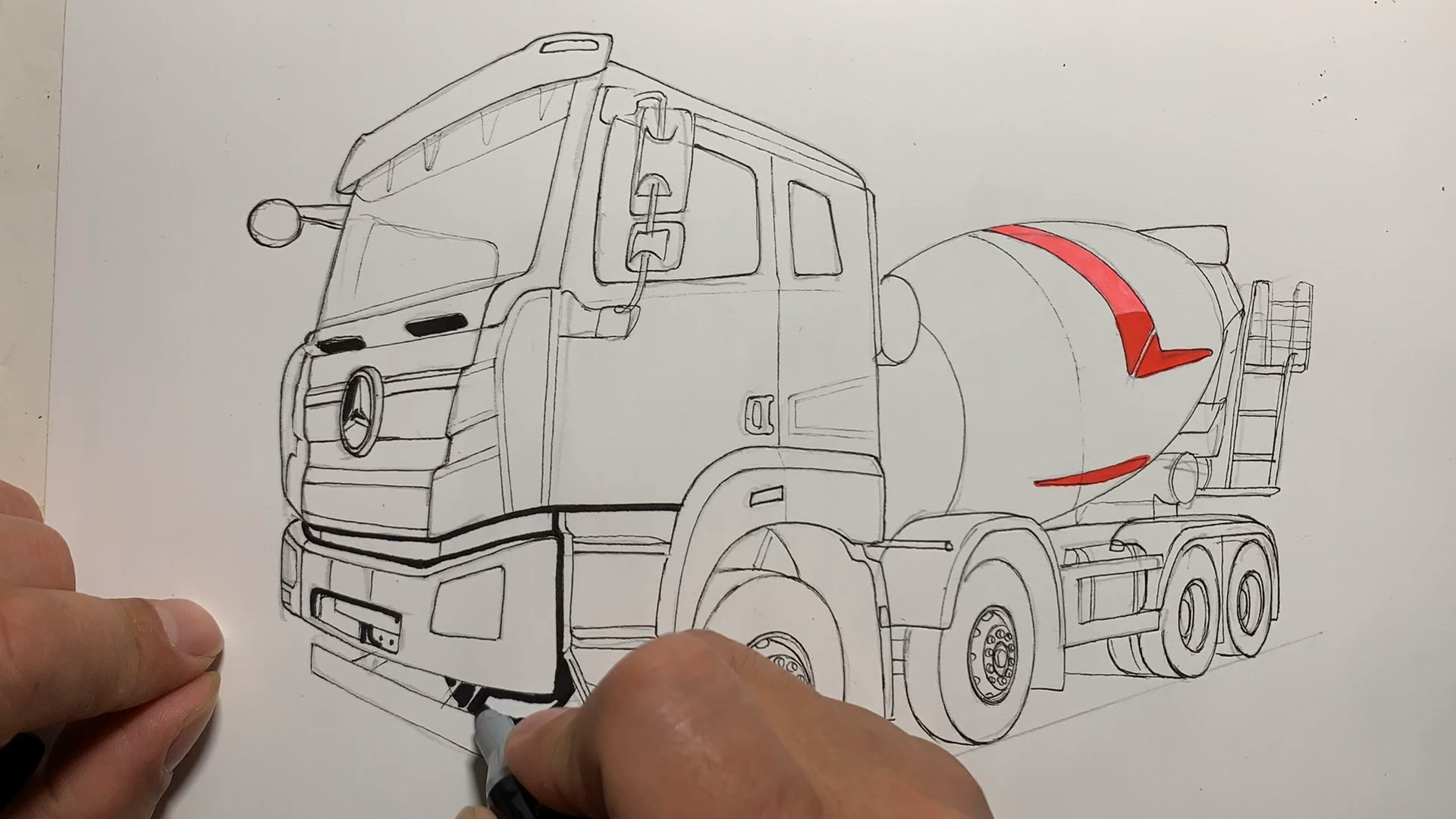 画一辆三一重工混凝土搅拌车