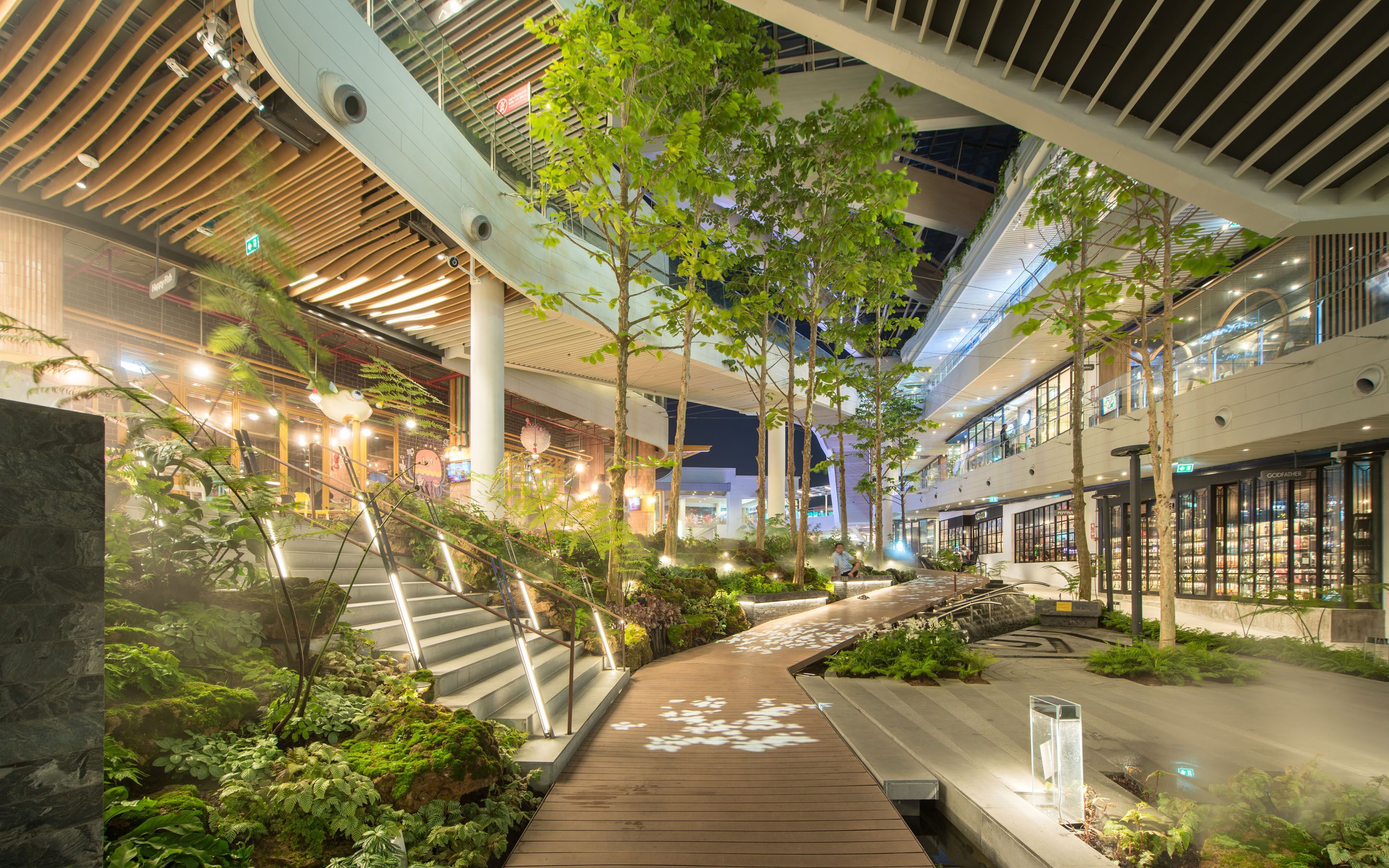 泰国商业景观:mega foodwalk(室内绿谷部分)