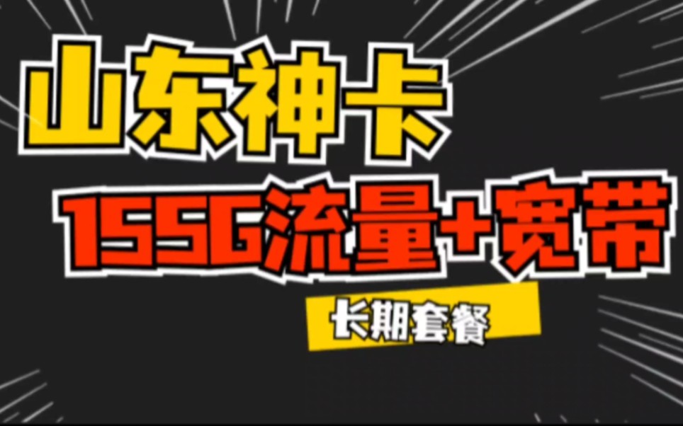 山东本地归属地神卡,29元155G流量+可开宽带哔哩哔哩bilibili