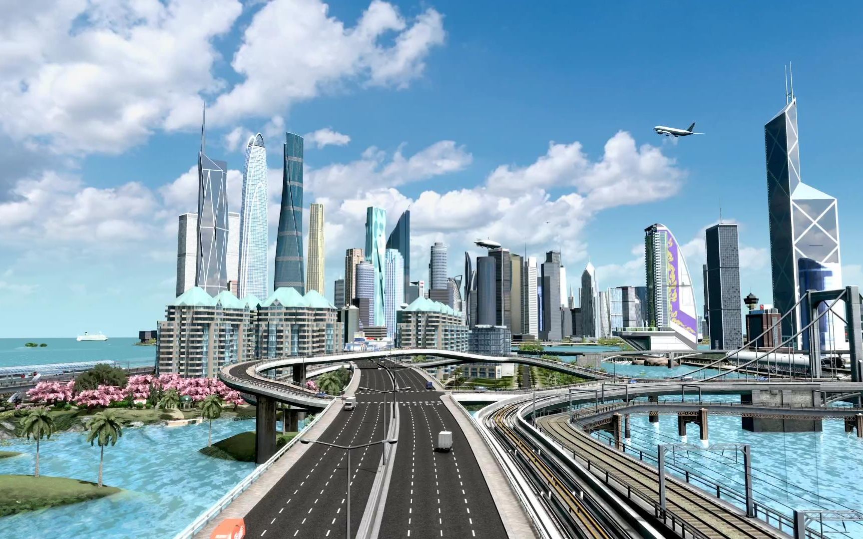 都市天际线:如果现实中城市这样设计,高铁轻轨到家门口,可好?