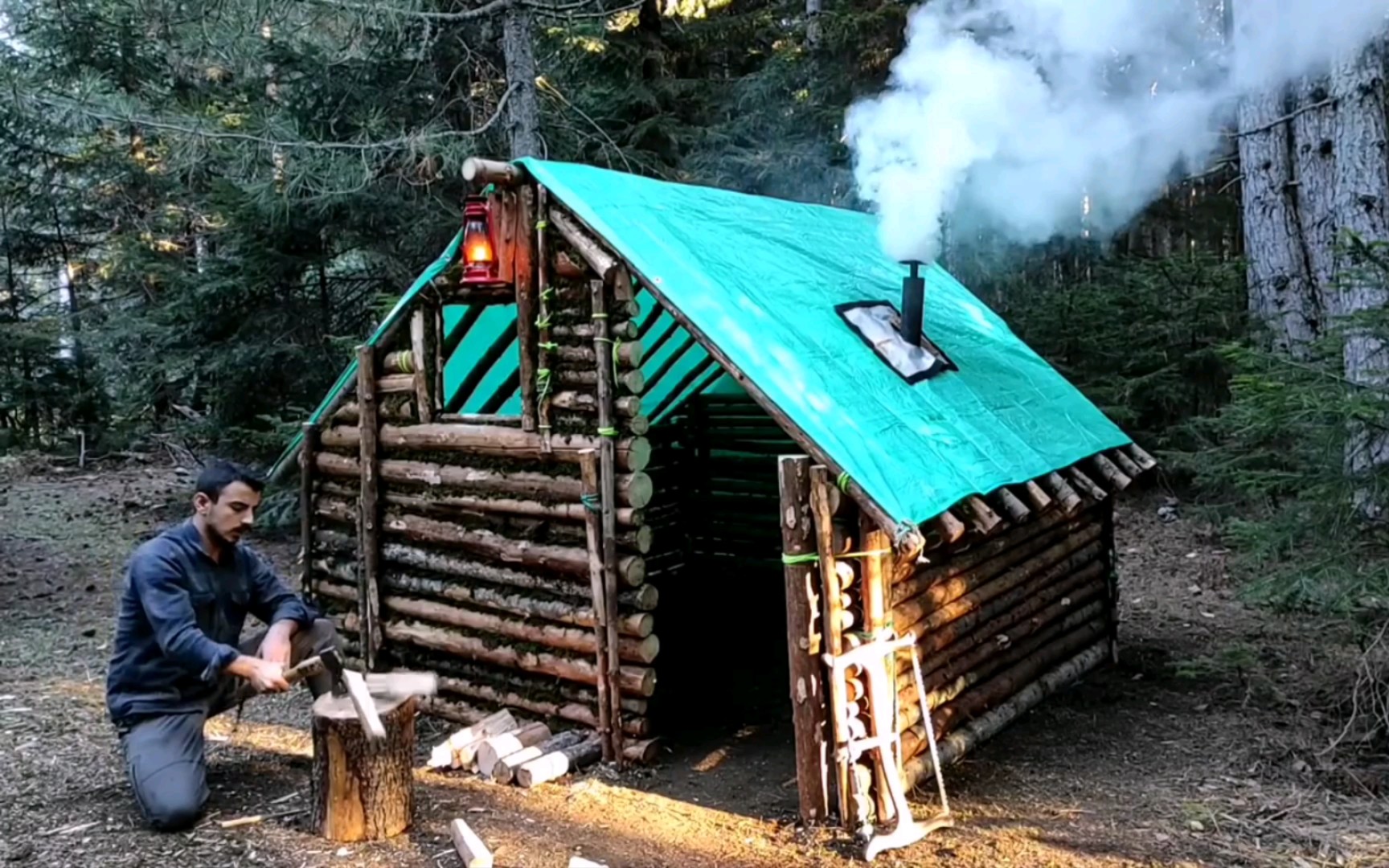 野居生活,森林庇護所木屋露營旅行,野營裝備:柴火爐,露營套鍋_嗶哩