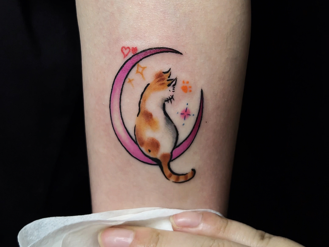 猫咪纹身|彩色纹身|遵义纹身