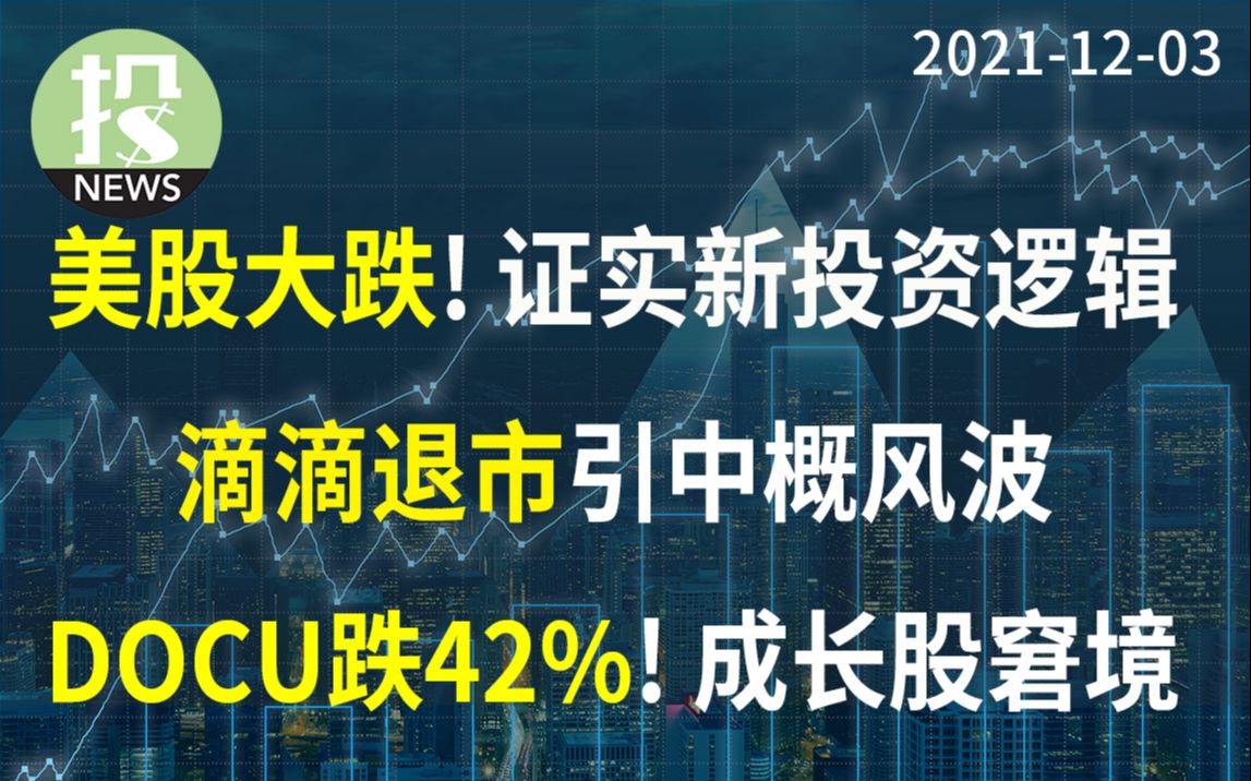 【20211203】11月非农不及预期, 市场大跌证实新投资逻辑.滴滴退市赴港,中概股惨遭抛售.杀估值再现,DocuSign大跌42%!哔哩哔哩bilibili